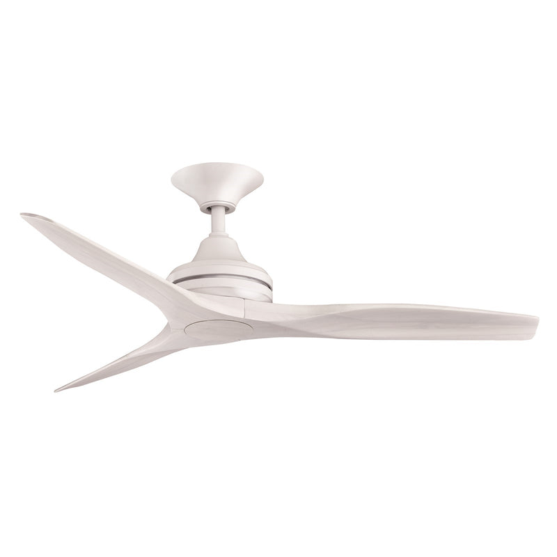 Fanimation Spitfire 48in Ceiling Fan (No Light) | Matte White and Washed White Buttonwood Blades | Covered Patio & Porch | Model FP6721BMW-48WW