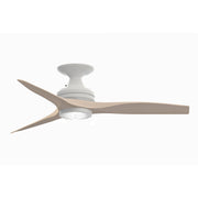 Fanimation Spitfire 48in Flush 1-Light LED Ceiling Fan | Matte White and Washed White Buttonwood | Low Ceiling & Covered | Model FP6721BMW-48WW-LK-F