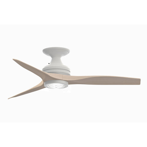 Fanimation Spitfire 48in Flush 1-Light LED Ceiling Fan | Matte White and Washed White Buttonwood | Low Ceiling & Covered | Model FP6721BMW-48WW-LK-F