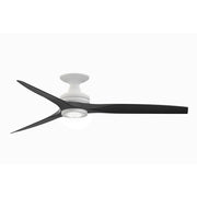 Fanimation Spitfire 60in Flush 3-Light Ceiling Fan | Matte White and Black Buttonwood Blades | Covered Patio & Sunroom | Model FP6721BMW-60BL-LK-F