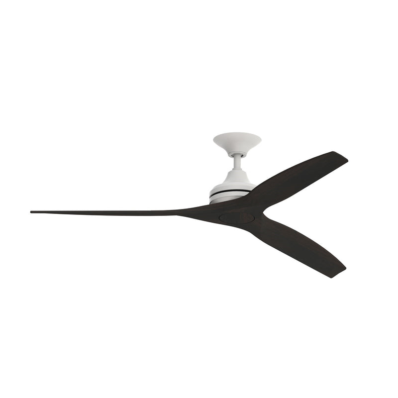 Fanimation Spitfire 60in 3-Blade Ceiling Fan | Matte White and Dark Walnut Buttonwood | Covered Patio & Sunroom | Model FP6721BMW-60DWA