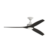 Fanimation Spitfire 60in 1-Light LED Ceiling Fan | Matte White and Dark Walnut Buttonwood | Covered Patio & Sunroom | Model FP6721BMW-60DWA-LK