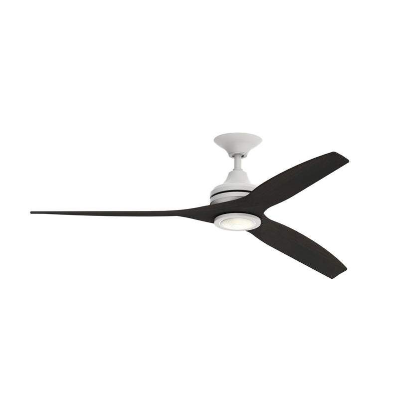 Fanimation Spitfire 60in 1-Light LED Ceiling Fan | Matte White and Dark Walnut Buttonwood | Covered Patio & Sunroom | Model FP6721BMW-60DWA-LK