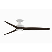Fanimation Spitfire 60in Flush 1-Light LED Ceiling Fan | Matte White and Dark Walnut Buttonwood | Covered Patio & Low | Model FP6721BMW-60DWA-LK-F