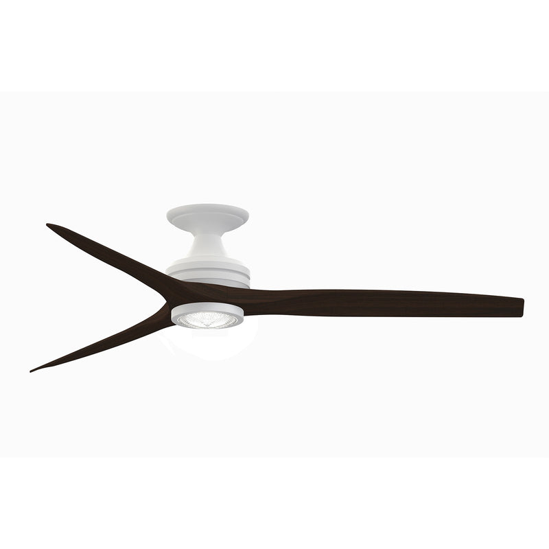 Fanimation Spitfire 60in Flush 1-Light LED Ceiling Fan | Matte White and Dark Walnut Buttonwood | Covered Patio & Low | Model FP6721BMW-60DWA-LK-F