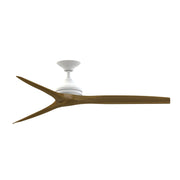 Fanimation Spitfire 60in Ceiling Fan | Matte White and Koa Wood | Covered Patio & Sunroom | 60 x 60 x 12 in | Model FP6721BMW-60K