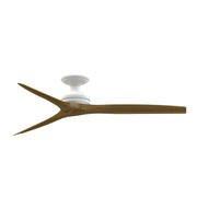 Fanimation Spitfire 60in Flush Ceiling Fan | Matte White and Koa Wood | Covered Patio & Low Ceiling | 60 x 60 x 9.5 in | Model FP6721BMW-60K-F