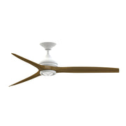 Fanimation Spitfire 60in 1-Light LED Ceiling Fan | Matte White and Koa Wood Blades | Covered Patio & Sunroom | Model FP6721BMW-60K-LK