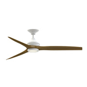 Fanimation Spitfire 60in 1-Light LED Ceiling Fan | Matte White and Koa Wood Blades | Covered Patio & Sunroom | Model FP6721BMW-60K-LK