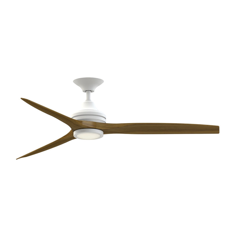 Fanimation Spitfire 60in 1-Light LED Ceiling Fan | Matte White and Koa Wood Blades | Covered Patio & Sunroom | Model FP6721BMW-60K-LK