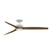 Fanimation Spitfire 60in 1-Light LED Flush Ceiling Fan | Matte White and Koa Wood Blades | Covered Patio & Sunroom | Model FP6721BMW-60K-LK-F
