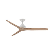 Fanimation Spitfire 60in 3-Blade Ceiling Fan | Matte White and Natural Buttonwood | Covered Patio & Sunroom | 60 x 60 x 12 in | Model FP6721BMW-60N