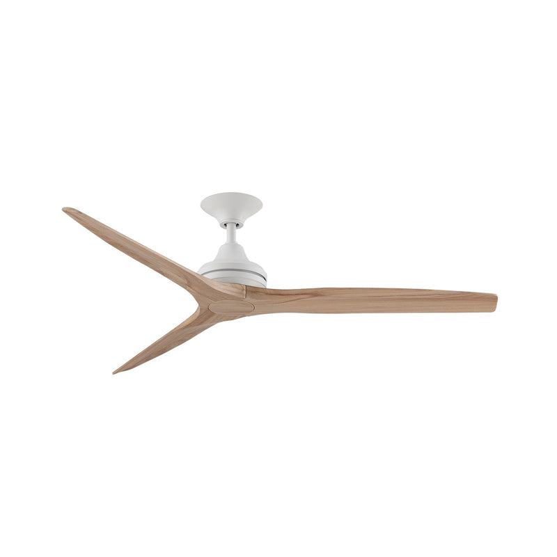Fanimation Spitfire 60in 3-Blade Ceiling Fan | Matte White and Natural Buttonwood | Covered Patio & Sunroom | 60 x 60 x 12 in | Model FP6721BMW-60N