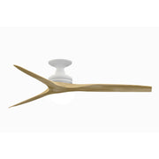 Fanimation Spitfire 60in Flush 3-Blade Ceiling Fan | Matte White and Natural Buttonwood | Covered Patio & Sunroom | Model FP6721BMW-60N-F