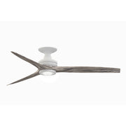 Fanimation Spitfire 60in Flush 3-Blade Ceiling Fan with LED Light | Matte White and Weathered Wood | Low Ceiling | Model FP6721BMW-60WE-LK-F