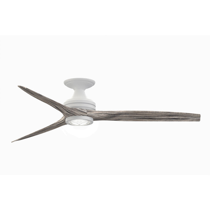 Fanimation Spitfire 60in Flush 3-Blade Ceiling Fan with LED Light | Matte White and Weathered Wood | Low Ceiling | Model FP6721BMW-60WE-LK-F