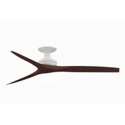 Fanimation Spitfire 60in Flush Mount Ceiling Fan | Matte White and Whiskey Wood | Covered Porch & Sunroom | 60 x 60 x 9.5 in | Model FP6721BMW-60WK-F