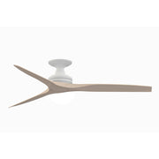 Fanimation Spitfire 60in Flush Mount Ceiling Fan | Matte White and White Washed Buttonwood | Covered Porch & Sunroom | Model FP6721BMW-60WW-F