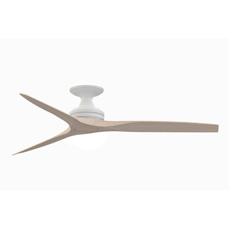 Fanimation Spitfire 60in Flush Mount Ceiling Fan | Matte White and White Washed Buttonwood | Covered Porch & Sunroom | Model FP6721BMW-60WW-F