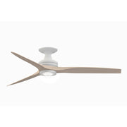 Fanimation Spitfire 60in Flush Mount Ceiling Fan with Light | Matte White and White Washed Buttonwood | Covered Porch | Model FP6721BMW-60WW-LK-F