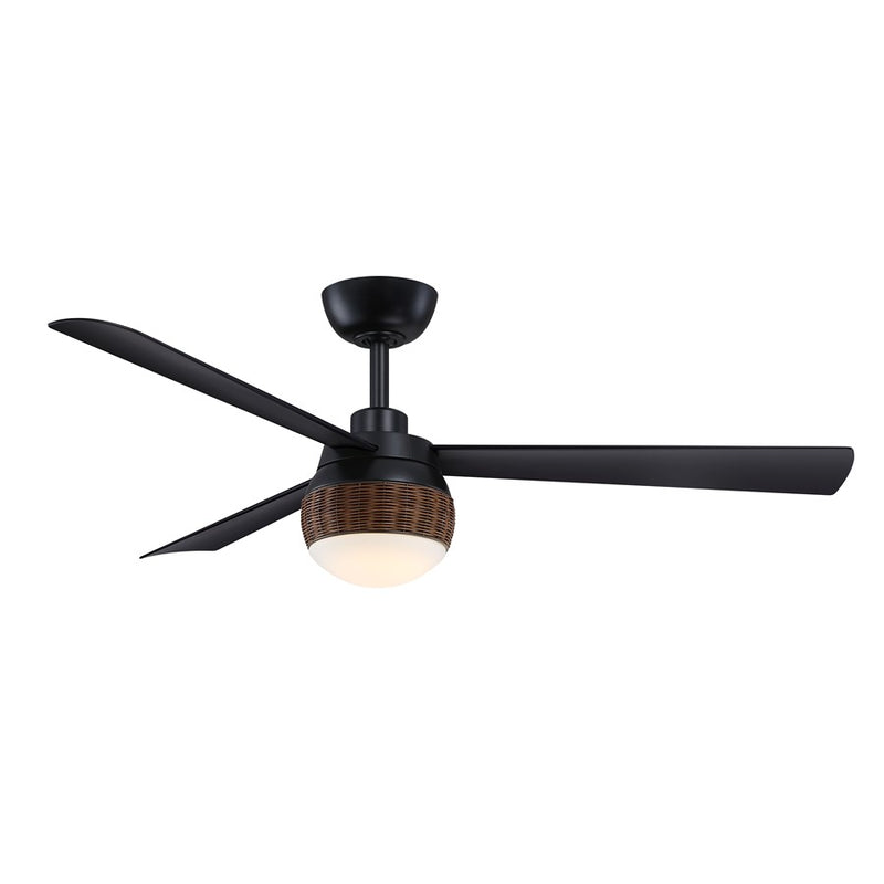 Fanimation Paget 52in 3-Light Ceiling Fan | Black and Opal Frosted Glass | Living Room & Bedroom | 52 x 52 x 16 in | Model FP6837BL
