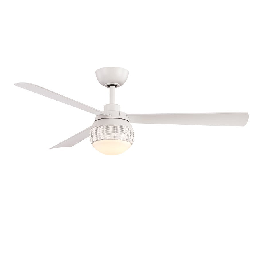 Fanimation Paget 52" Ceiling Fan/LED Light Kit, White/White/White - FP6837MW