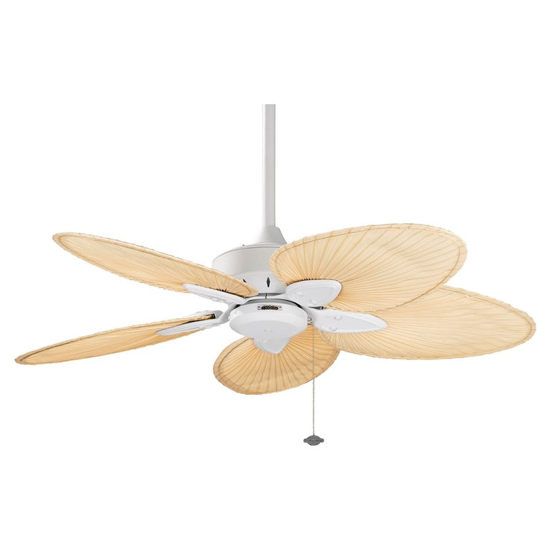 Fanimation Windpointe 44in 5-Blade Ceiling Fan | Matte White and Natural Palm | Living Room & Covered Patio | 44in Sweep, 2812 CFM | Model FP7500MW
