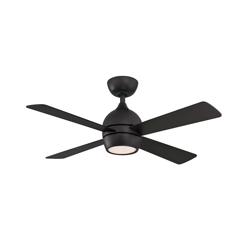 Fanimation Kwad 44in 4-Light Ceiling Fan | Black and Opal Frosted Glass | Bedroom & Living Room | 44 x 44 x 15 in | Model FP7644BL