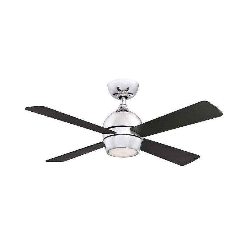 Fanimation Kwad 44in 4-Light Ceiling Fan | Chrome and Black Wood Blades | Bedroom & Living Room | 44 x 44 x 15 in | Model FP7644CH