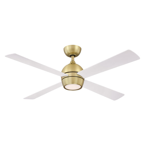 Fanimation Kwad 52in 4-Light Ceiling Fan | Brushed Satin Brass and Opal Frosted Glass | Bedroom & Living Room | 52 x 52 x 15 in | Model FP7652BS