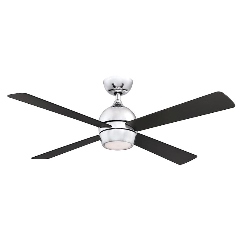 Fanimation Kwad 52in 4-Light Ceiling Fan | Modern Chrome and Black Wood Blades | Living Room & Bedroom | 52 x 52 x 15 in | Model FP7652CH