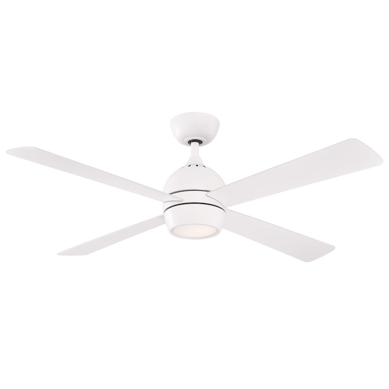 Fanimation Kwad 52in 4-Light Ceiling Fan | Modern Matte White and White Wood Blades | Living Room & Bedroom | 52 x 52 x 15 in | Model FP7652MW