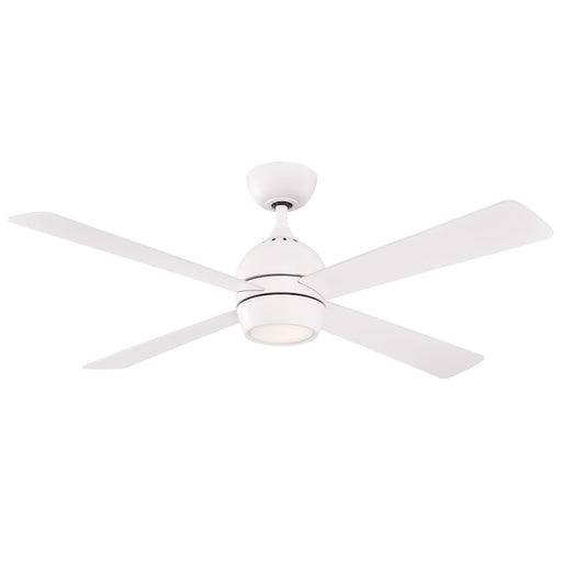 Fanimation Kwad 52in 4-Light Ceiling Fan | Modern Matte White and White Wood Blades | Living Room & Bedroom | 52 x 52 x 15 in | Model FP7652MW