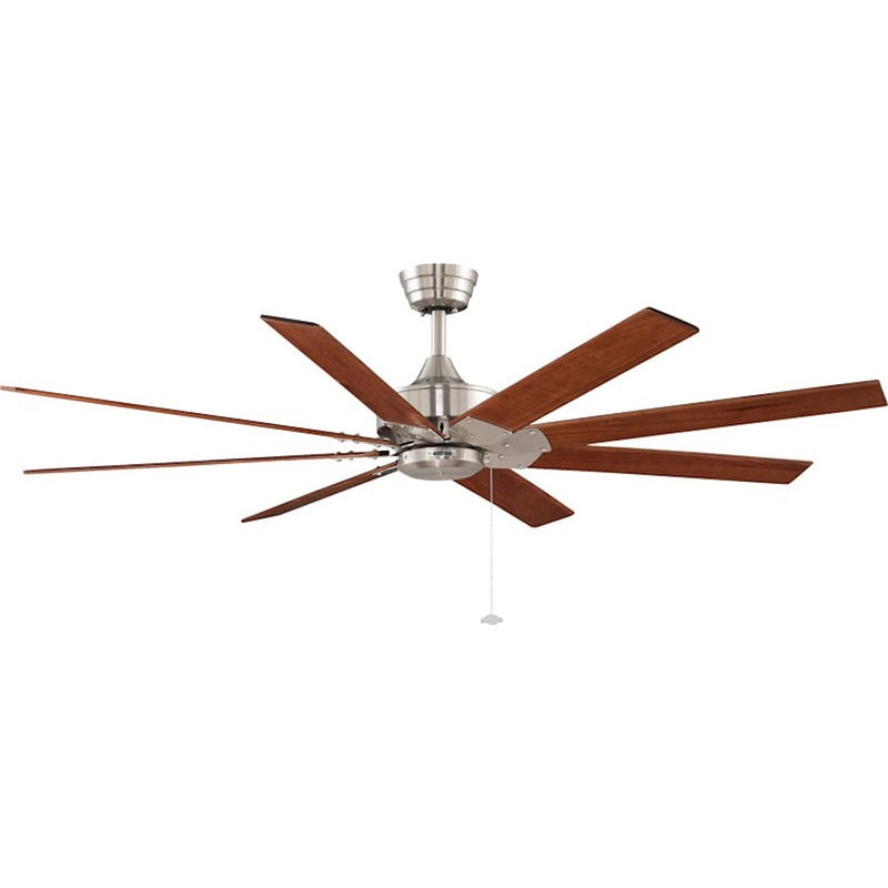 Fanimation Levon 63in 8-Blade Ceiling Fan | Brushed Nickel Finish and Walnut Blades | Great Room & Bedroom | 63 x 63 x 15 in | Model FP7910BN