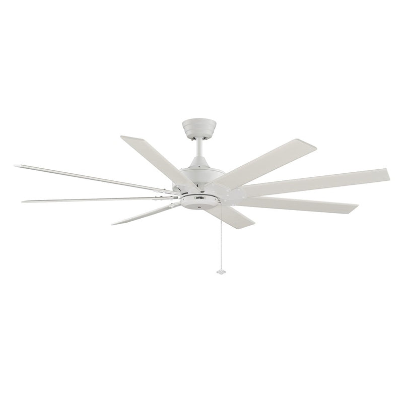 Fanimation Levon 63in 8-Blade Ceiling Fan | Matte White and Matte White Buttonwood | Living Room & Bedroom | 63 x 63 x 15 in | Model FP7910MW