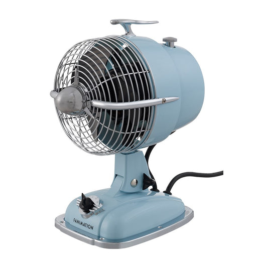 Fanimation Urbanjet 7in 3-Speed Table Fan | Retro Baby Blue Finish | Bedroom & Office Cooling | 7 x 9.45 x 12.2 in | Model FP7958BB