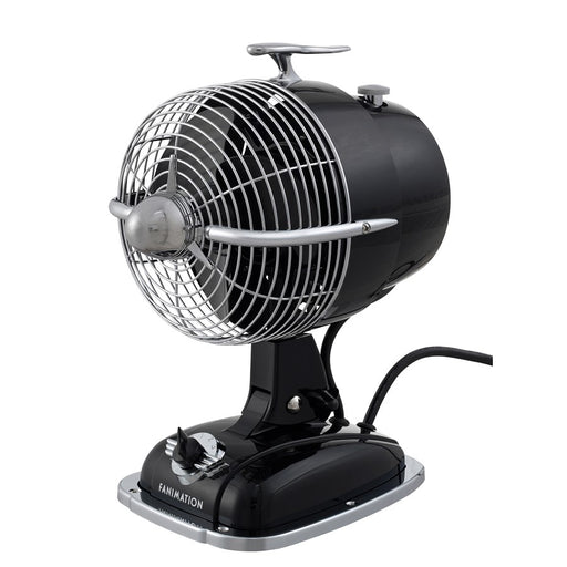 Fanimation Urbanjet 7in 3-Speed Table Fan | Retro Mysterious Black Finish | Bedroom & Office Cooling | 7 x 9.45 x 12.2 in | Model FP7958MB