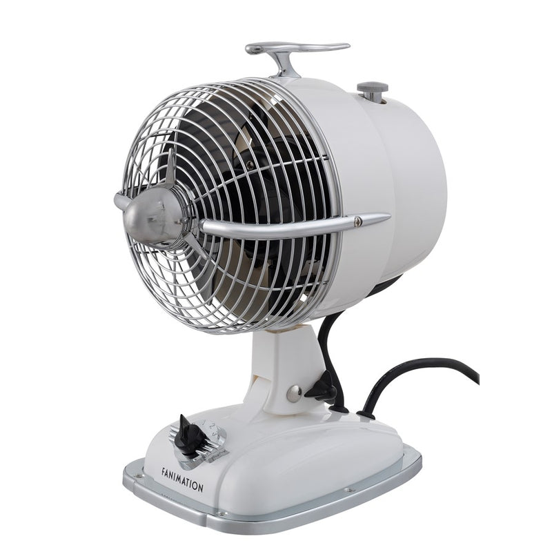 Fanimation Urbanjet 7in 3-Speed Table Fan | Retro Milky Ivory Finish | Bedroom & Office Cooling | 7 x 9.45 x 12.2 in | Model FP7958MI