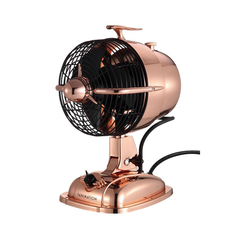 Fanimation Urbanjet 7in 3-Speed Table Fan | Retro Rose Gold Finish | Bedroom & Office Cooling | 7 x 9 x 12 in | Model FP7958RG