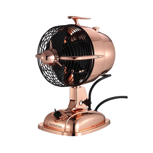 Fanimation Urbanjet 7in 3-Speed Table Fan | Retro Rose Gold Finish | Bedroom & Office Cooling | 7 x 9 x 12 in | Model FP7958RG