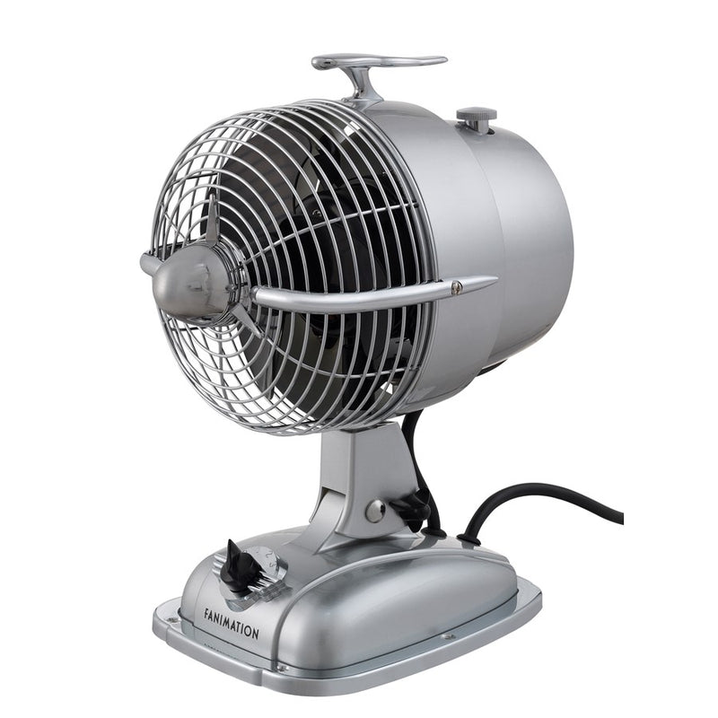 Fanimation Urbanjet 8in Table Fan | Sonic Silver Finish | Bedroom & Office Desk Cooling | 3-Speed, 120V | Model FP7958SS