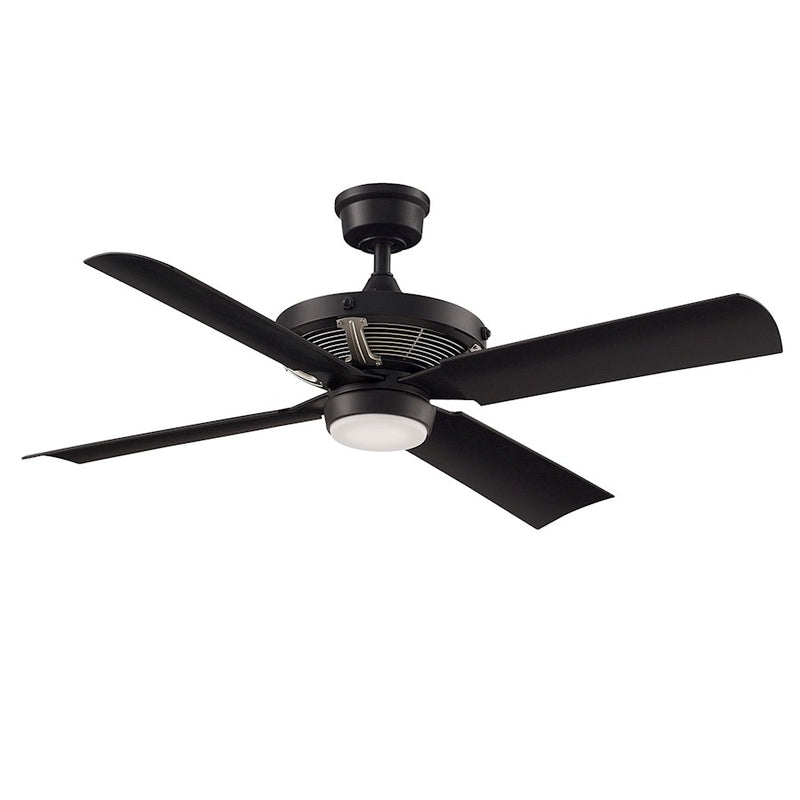 Fanimation Pickett 52in 4-Blade Wet-Rated Ceiling Fan | Black and Satin Brass with Opal Frosted LED | Covered Patio & Outdoor | Model FP7996BLBSW