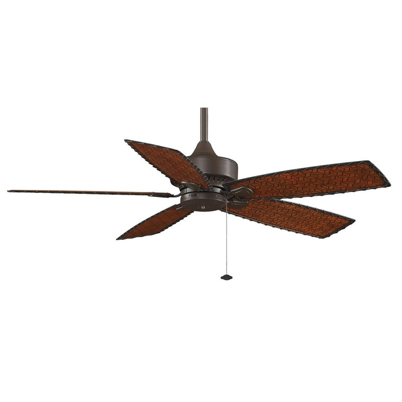 Fanimation Cancun 52in 5-Blade Ceiling Fan | Oil Rubbed Bronze and Woven Bamboo | Covered Patio & Living Room | 52 x 52 x 14 in | Model FP8012OB