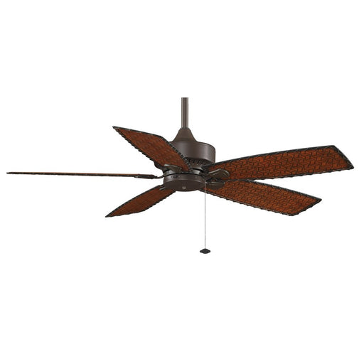 Fanimation Cancun 52in 5-Blade Ceiling Fan | Oil Rubbed Bronze and Woven Bamboo | Covered Patio & Living Room | 52 x 52 x 14 in | Model FP8012OB