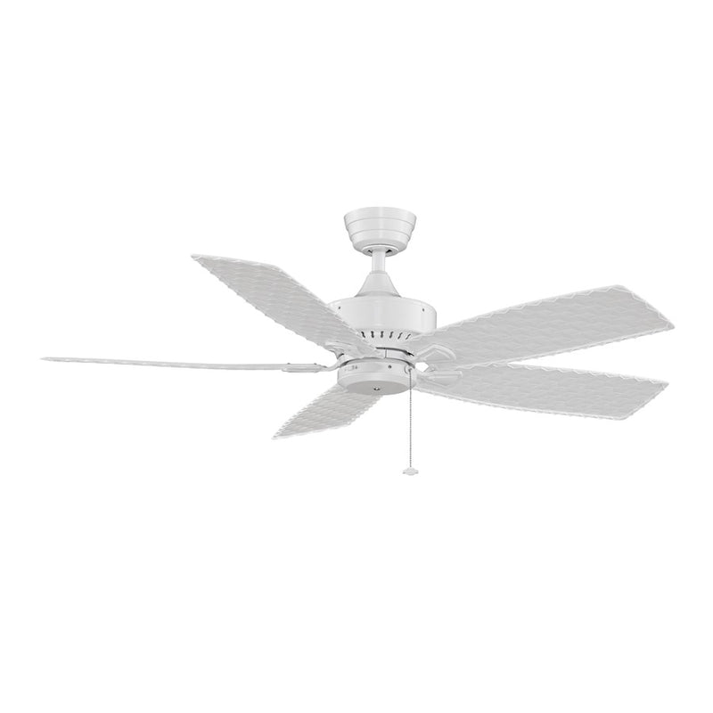 Fanimation Cancun 52in 5-Blade Ceiling Fan | White and Woven Bamboo | Covered Patio & Living Room | 52 x 52 x 14 in | Model FP8012WH