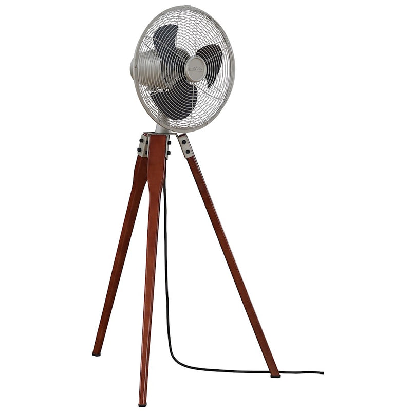 Fanimation Arden Pedestal Fan | Satin Nickel & Walnut | Living Room & Bedroom | 20.91 x 18.19 x 43.79 in | Model FP8014SN