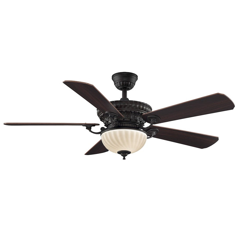 Fanimation Ventana 52in 5-Blade Ceiling Fan | Dark Bronze with Cherry/Walnut Blades | Living Room & Bedroom | 18 x 12 x 18 in | Model FP8032DZ