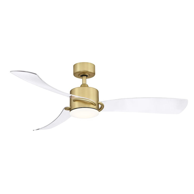 Fanimation SculptAire 52in 3-Light Ceiling Fan | Brushed Satin Brass and Clear Composite Blades | Living Room & Bedroom | Model FP8511BS