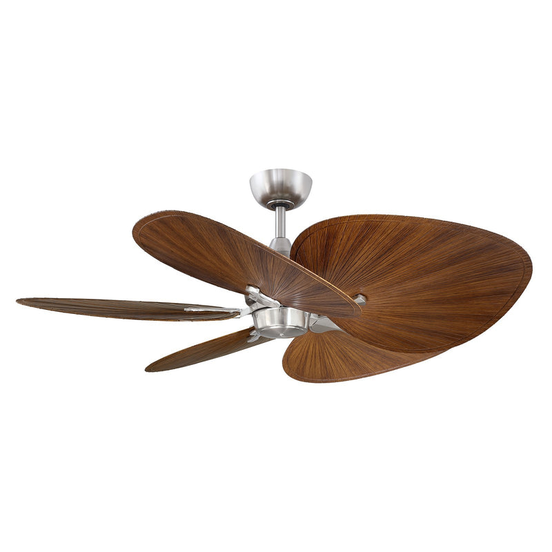 Fanimation Islander DC 52in 5-Blade Smart Ceiling Fan | Brushed Nickel and Koa Wide Oval Composite Blades | Covered Patio | Model FPD3250BN-52WOK