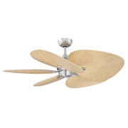 Fanimation Islander DC 52in 5-Blade Smart Ceiling Fan | Brushed Nickel and Natural Wide Oval Composite Blades | Covered Patio | Model FPD3250BN-52WON